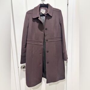 J. Crew Topcoat in Italian Double Cloth Wool Blend, Purple, Size 14
